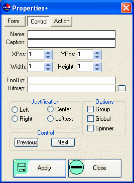 The Control Properties Window can remain open as you modify controls ...